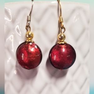 Murano Glass Red Earrings from Italy